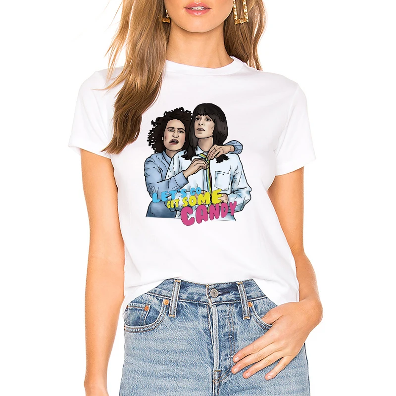 Широкий город Эбби и иланой с изображение мулт героев женский футболка Vogue