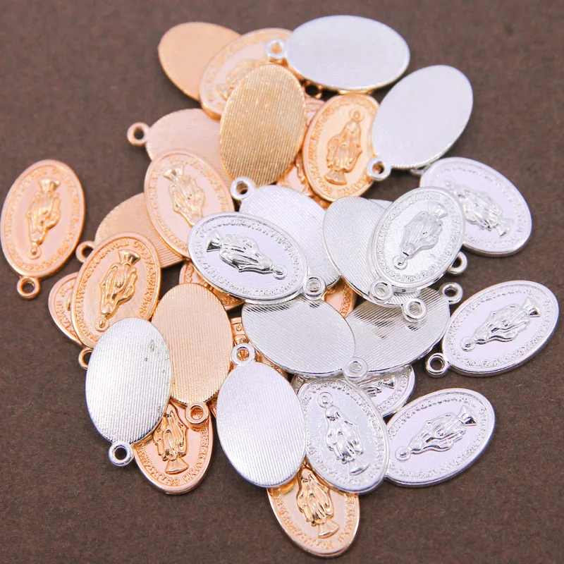 

10pcs KCGold Color Big Statement Oval Shape Virgin Mary Pendants Charms fit DIY Making Necklaces 23*13mm Metal Alloy