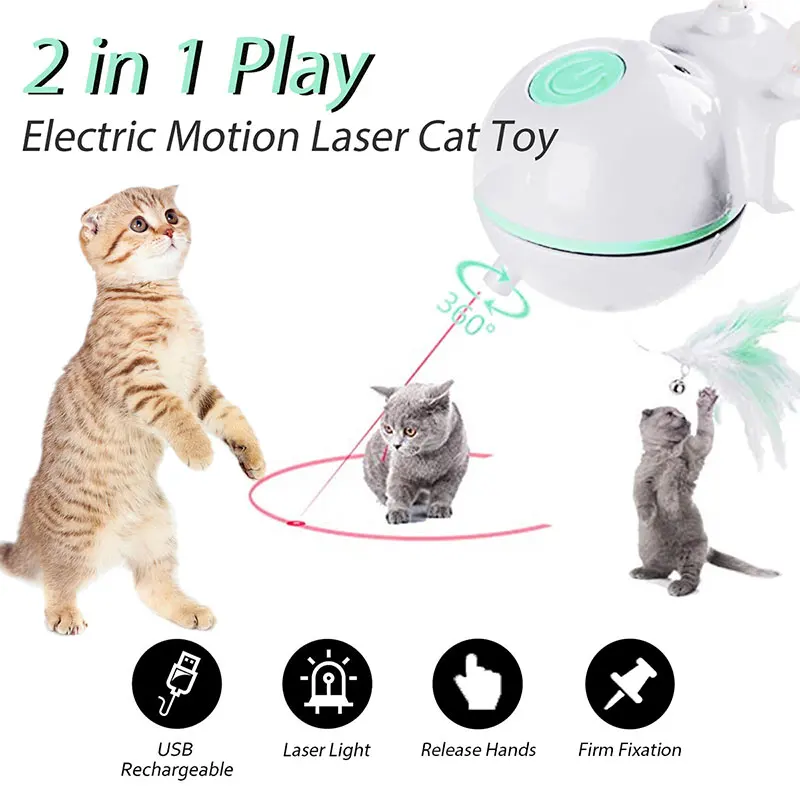 

Automatic Cat Toy Laser USB Rechargeable Cat Interactive Toy LED Pointer Rotating Moving Electronic Pen Funny Toy Cat Toys
