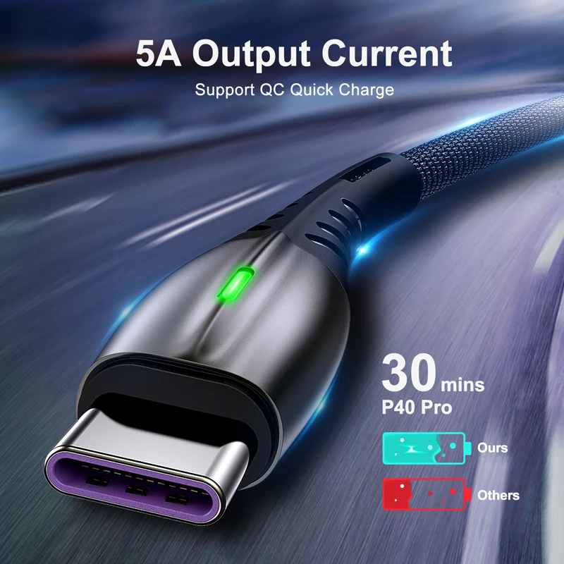 5A 2 м USB Type C кабель Micro для быстрой зарядки мобильный телефон Android зарядного