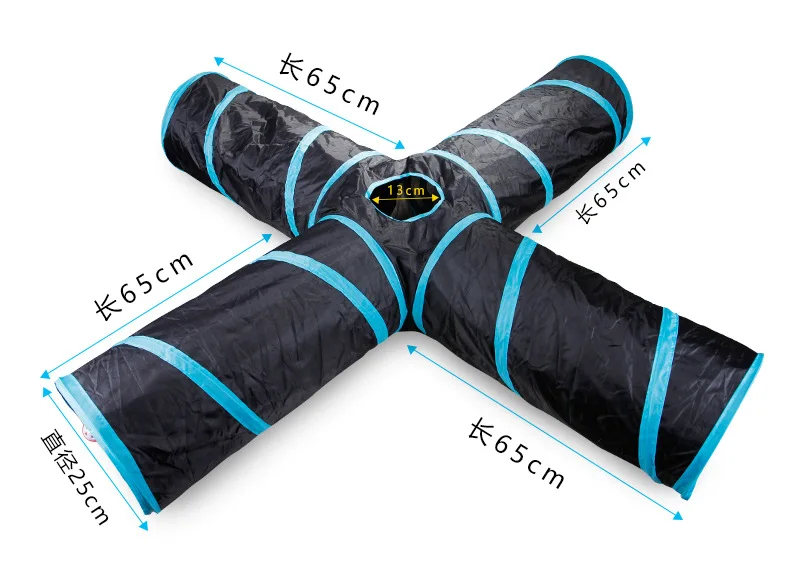 Звуковая бумажная четырехсторонняя кошачья туннельная игрушка с 5 отверстиями для игры с шариком, петлями и палаткой для домашних животных.