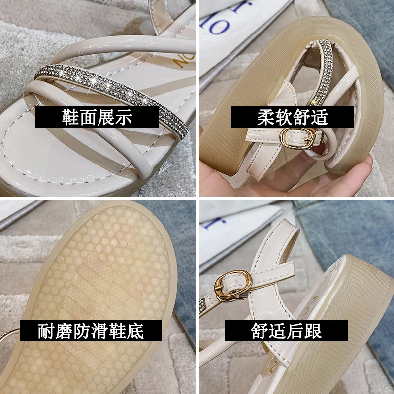 

Fashion Womens Shoes 2021 Clogs With Heel Female Sandal Muffins shoe Med Luxury Thick Girls Wedge Rhinestone Gladiator Comfort B