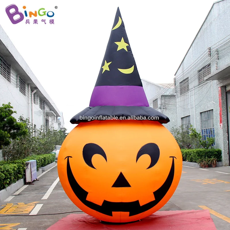 Halloween Decorative 3 Meters Tall Inflatable Lighting pumpkin Balloon With Magic Hat Party Event Inflated Toys- BG-F0083 | Игрушки и