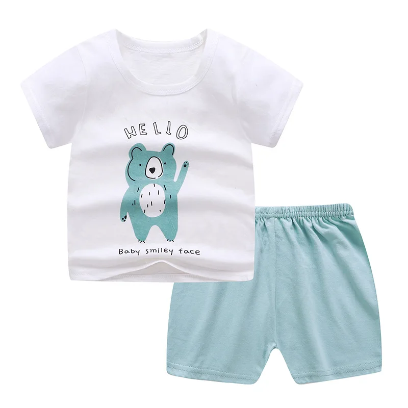 

2pcs Baby Boys Girls Summer Clothing Set Infant Clothes Suit Children's Short Sleeve + Shorts Toddler Homewear Suit Kids Outfits