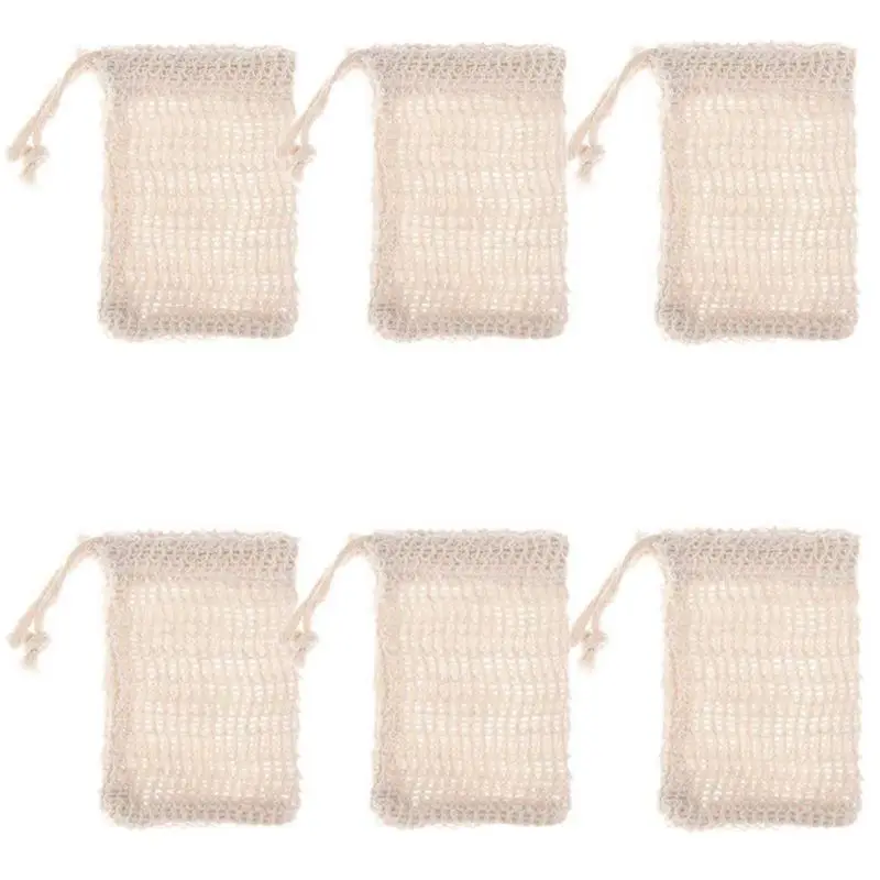 

Promotion! 6 Pcs Natural Exfoliating Soap Bags Handmade Sisal Soap Bags Natural Sisal Soap Saver Pouch Holder Bath Soap Holder B