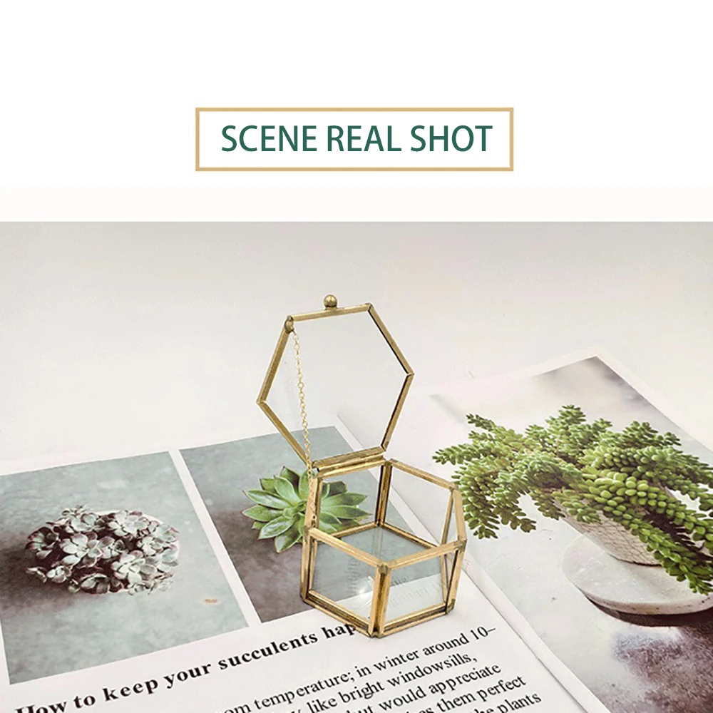 Геометрическое прозрачное стекло вечный цветок шестиугольная открытая крышка