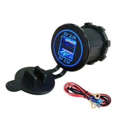 blue light N cable Универсальный автомобильный прикуриватель Зарядное устройство usb-устройство для DC12V-32V Водонепроницаемый Dual USB Зарядное устройство 2 Порты Мощность разъем 5В 2.1A/2.1A - Название цвета: blue light N cable