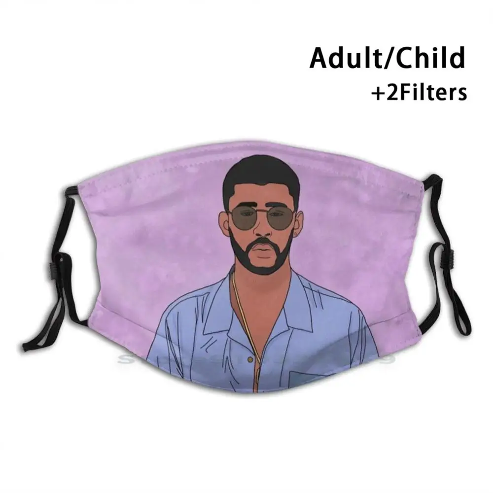 

Bad Bunny Adult Kids Washable Funny Face Mask With Filter Bad Bunny Bad Rap Trap Latino Hispanic Music Musica