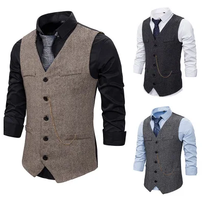 

2020 summer new European code single breasted men's casual vest zipper suit vest men's suit vest 038