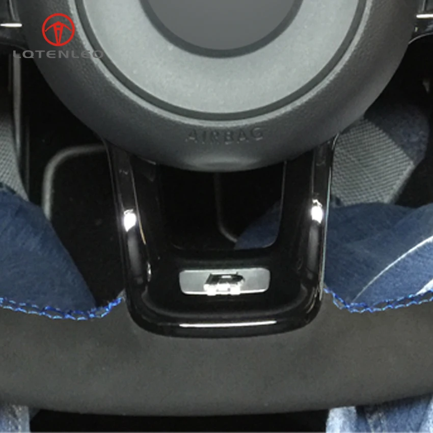 Чехол на руль LQTENLEO из черной замши натуральной кожи для Volkswagen Golf 7 GTI R MK7 VW Polo Scirocco