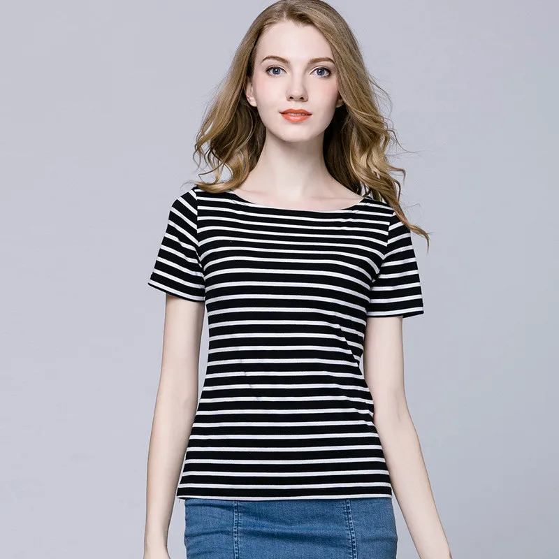 

Loose Summer Short Sleeves Stripes t-shirt O Neck T Shirts Ladies tops Tee Shirt Femme Clothes Plus Size Women Clothing