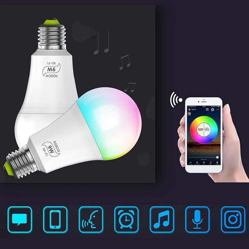 Умный Wi-Fi светильник E27 светодиодная лампа 5 Вт 7 RGB RGBCW холодный Теплый s работа с