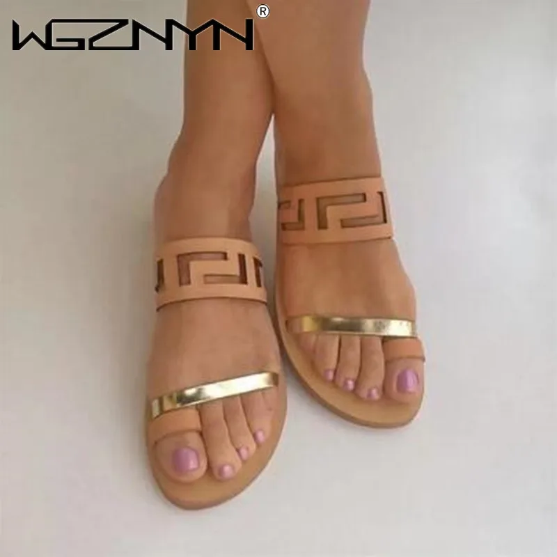 

Сандалии женские на плоской подошве, простые однотонные удобные пляжные тапочки, модная Уличная обувь, лето 2021