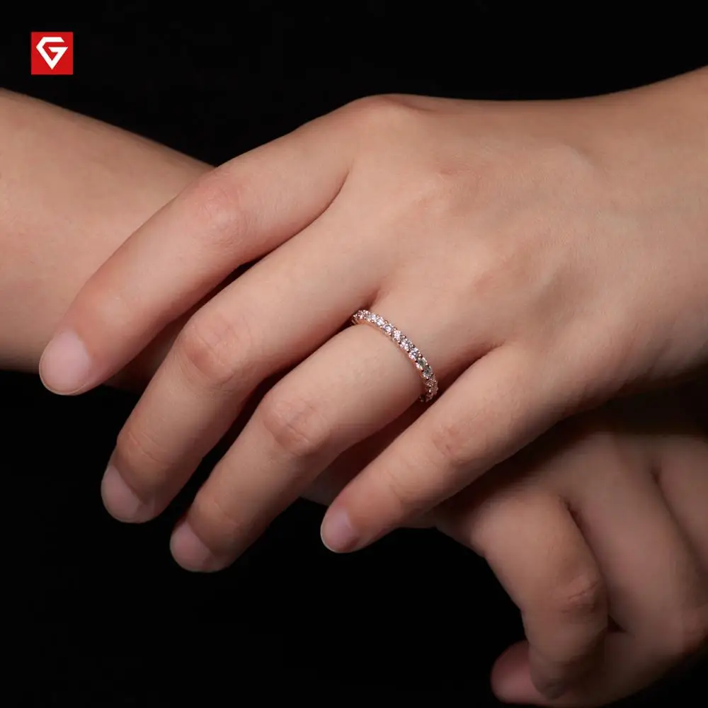 GIGAJEWE всего 0.98ct 2.0mmX28pcs Moissanite или Diamond HPHT D VVS1 круглая огранка 14K Золотое кольцо