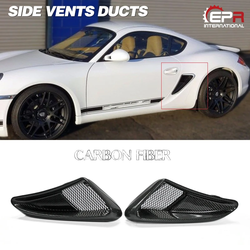 

For Porsche 2006-2012 Caymans 987 Boxster S EP Style Carbon Fiber Side Vent 2Pcs Rear Fender Vents Glossy Fnish Racing Trim