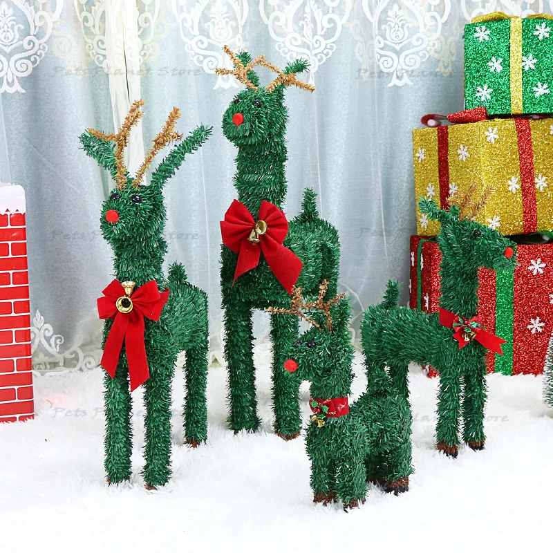 

Christmas decoration Christmas deer Green straw deer Elk simulation deer mall desk decoration scene layout