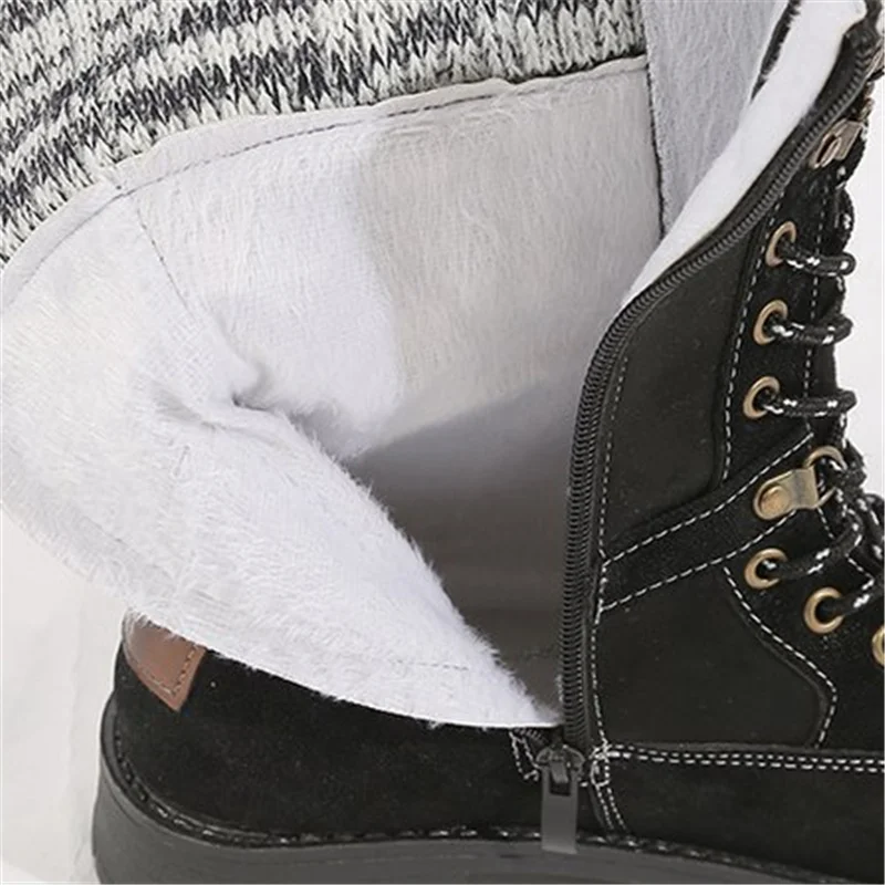 

Women Autumn Winter Platform Mid Calf Boots Female lace Up Motorcycle Boot Plus Size Buckle Strap Zipper Ladies Low Heel Shoes