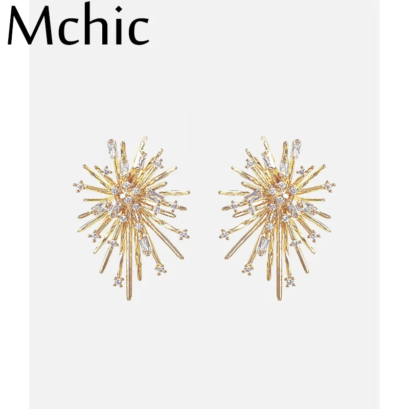 Женские серьги гвоздики в форме растения Mchic капельки из меди с блестящим
