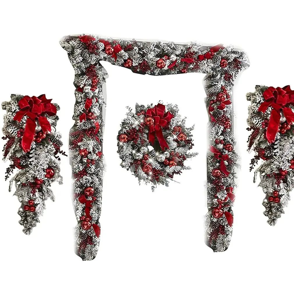 

Рождественский венок, искусственная красная фотография, подвесные украшения для входной двери, настенные украшения, Рождественский венок ...