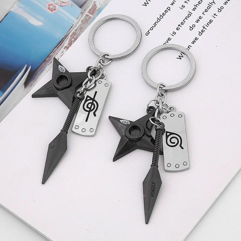 

Kunai Shuriken Konoha Ninja Keychain for Car Keys Bags Backpack Narutos Anime Accessories Cartoon Keyring Women Jewelry Men Gift
