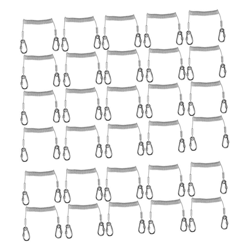 Набор из 30 рыболовных шнурков нержавеющей стали выдвижной спиральный трос с