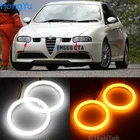 Хлопок светодиодный Ангел глаз Halo горки светильник кольцевой огонь DRL БелыйAmber для Alfa Romeo 147 2000 2001 2002-2004 галогенные лампы головного светильник