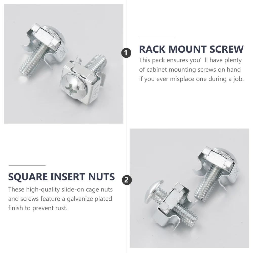 

100 Pcs Rack Mount Screws Square Insert Nuts Cage Nuts Server Rack Screws