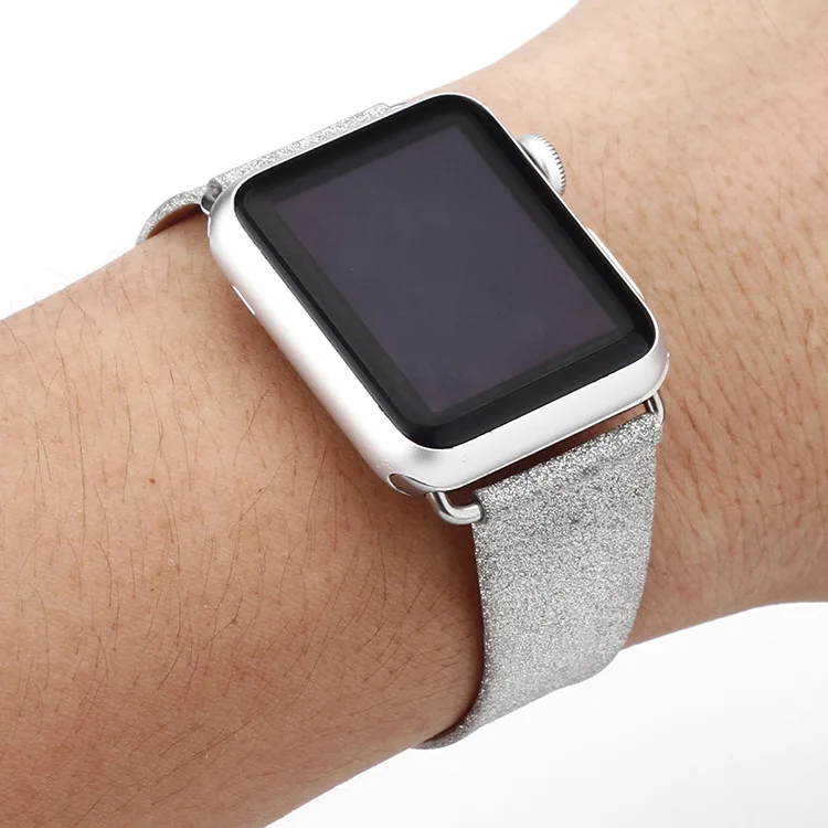 Ремешок кожаный с блестками для Apple Watch 5 4 Band 40 мм 44 Series браслет iWatch 3 2 1|Ремешки