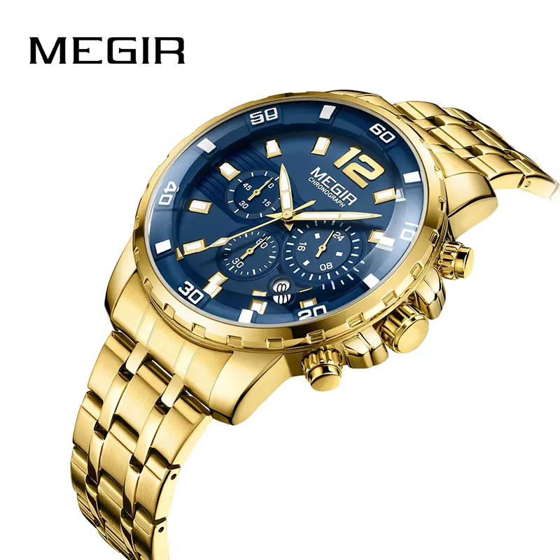 MEGIR мужские часы брендовые Роскошные армейские военные хронограф кварцевые