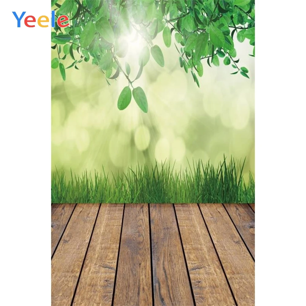 Фон для фотосъемки новорожденных с изображением листьев деревянной доски |