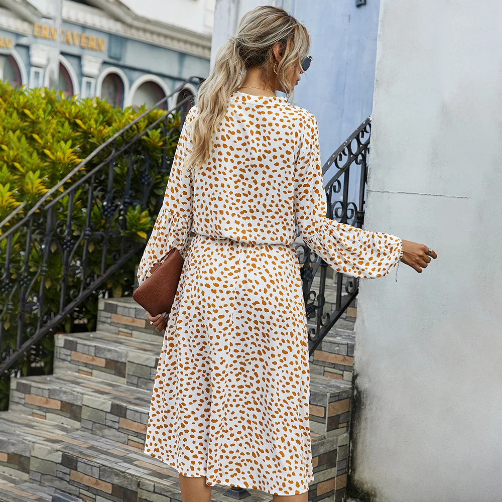 

Designer Model Long Sleeve Simple Printed Dress for Women