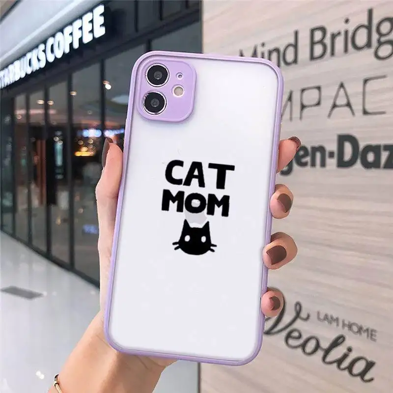 

Cute cat animal design Phone Case matte transparent For iphone 7 8 11 12 plus mini x xs xr pro max cover
