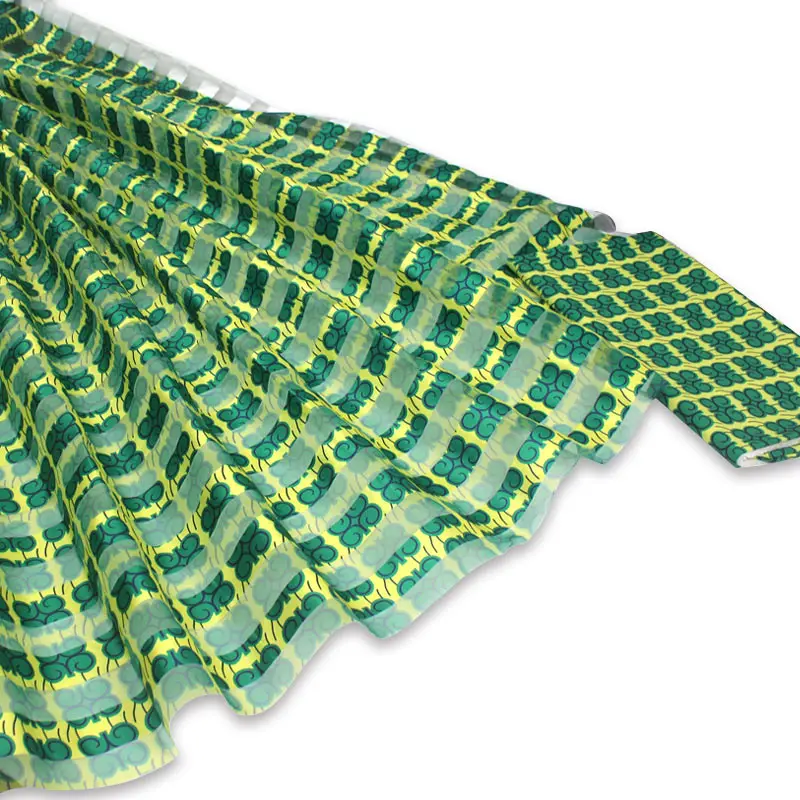 as picture African wax ankara fabric hot selling silk organza fabric ribbon organza fabric for dress 4+2yards - Цвет: as picture