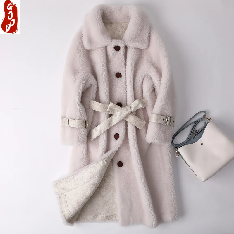

Real Fur Clothes Sheep Shearing Coat Women Winter Jackets Long Coats Female Slim Lamb Fur Coat Vintage Clothing LPL1354