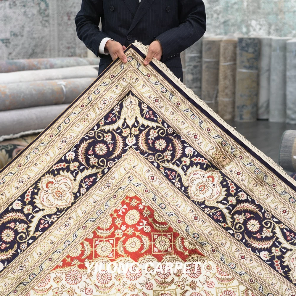 Восточный Шелковый коврик Yilong 10 'x 14' Vantage tabrice античный Красный средний