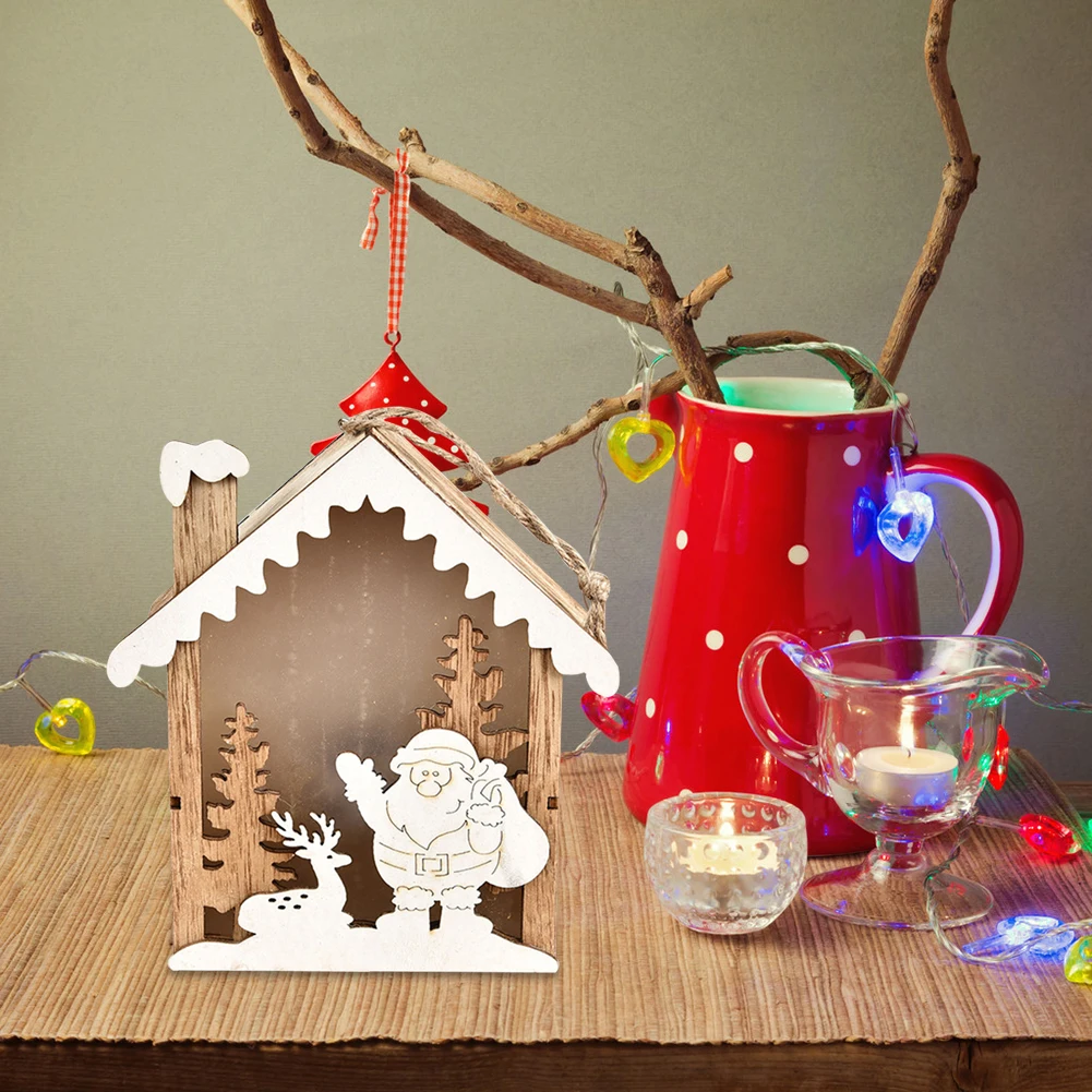 

Christmas Wooden House Night Light Fairy Lamp Lighting Bedside Warm Light Festival Home Decorative Oranments Children Funny Gift