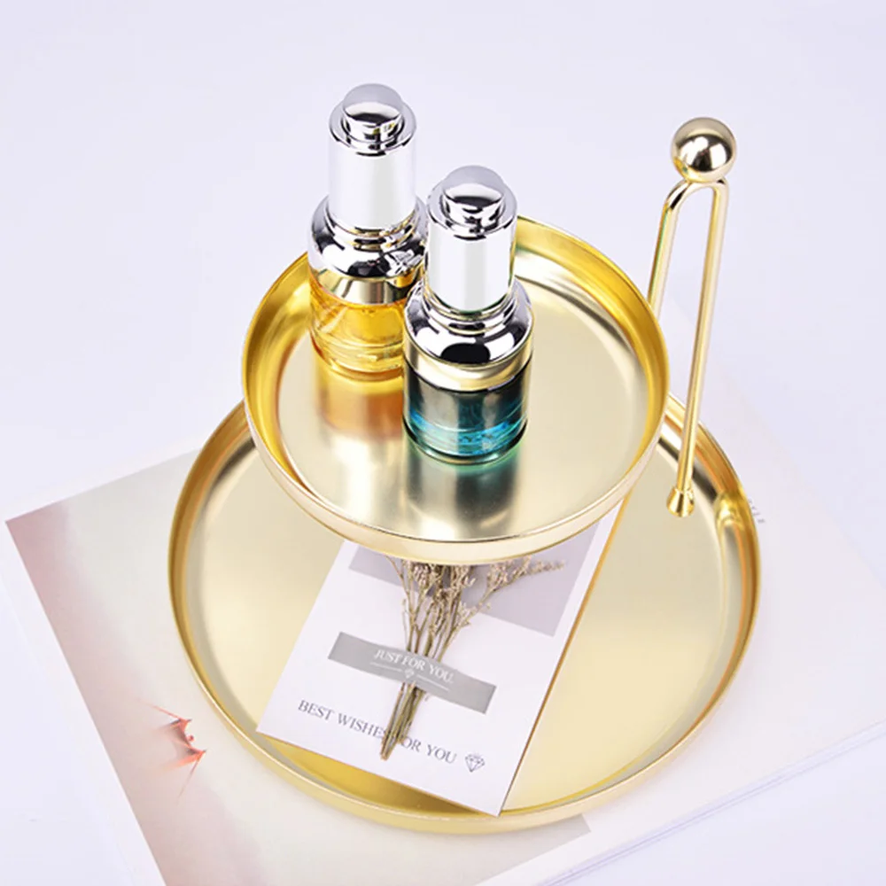 

Nordic 2 Tier Makeup Cosmetic Jewelry Rack Organizer Fruit Candy Metal Storage Tray Centerpiece for Office Home