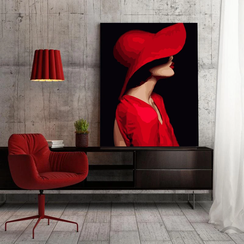 Сексуальная красавица леди с шляпой живопись по номерам впечатление картины