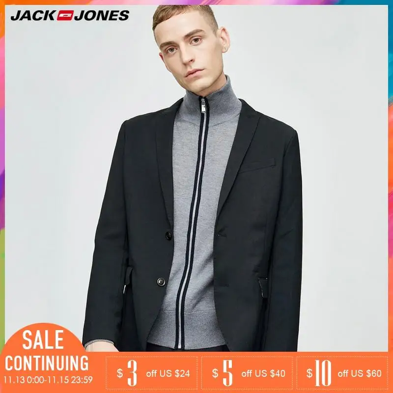 Джек Джонс Новый смарт случайный сплошной цвет Зубчатый воротник однобортный с