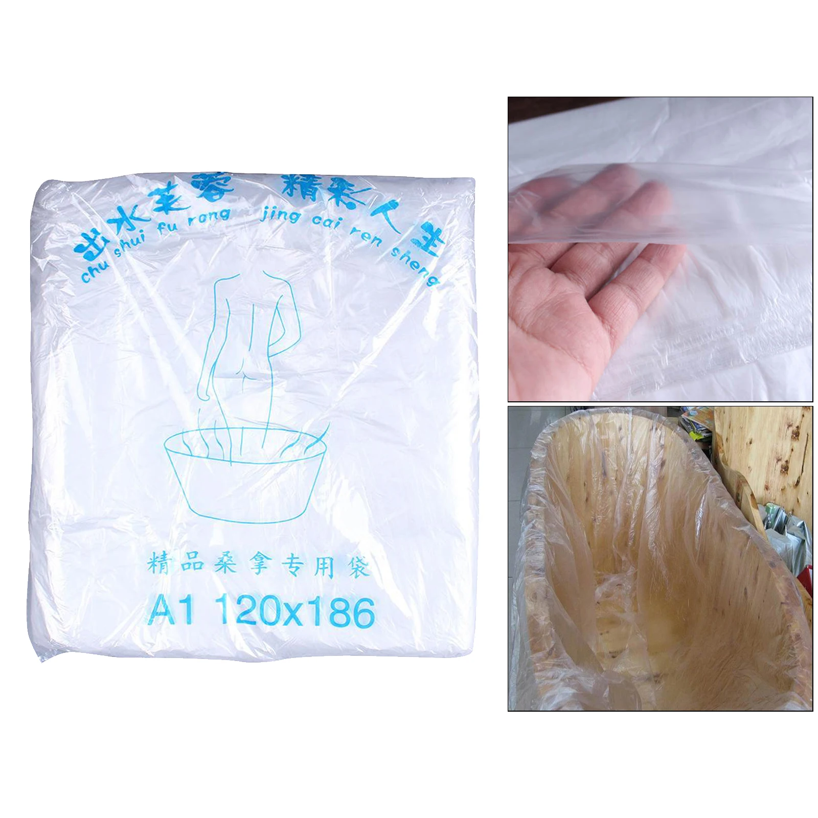

50 Pieces Portable Disposable Bathtub Bag Cover Film 186x120cm for Household