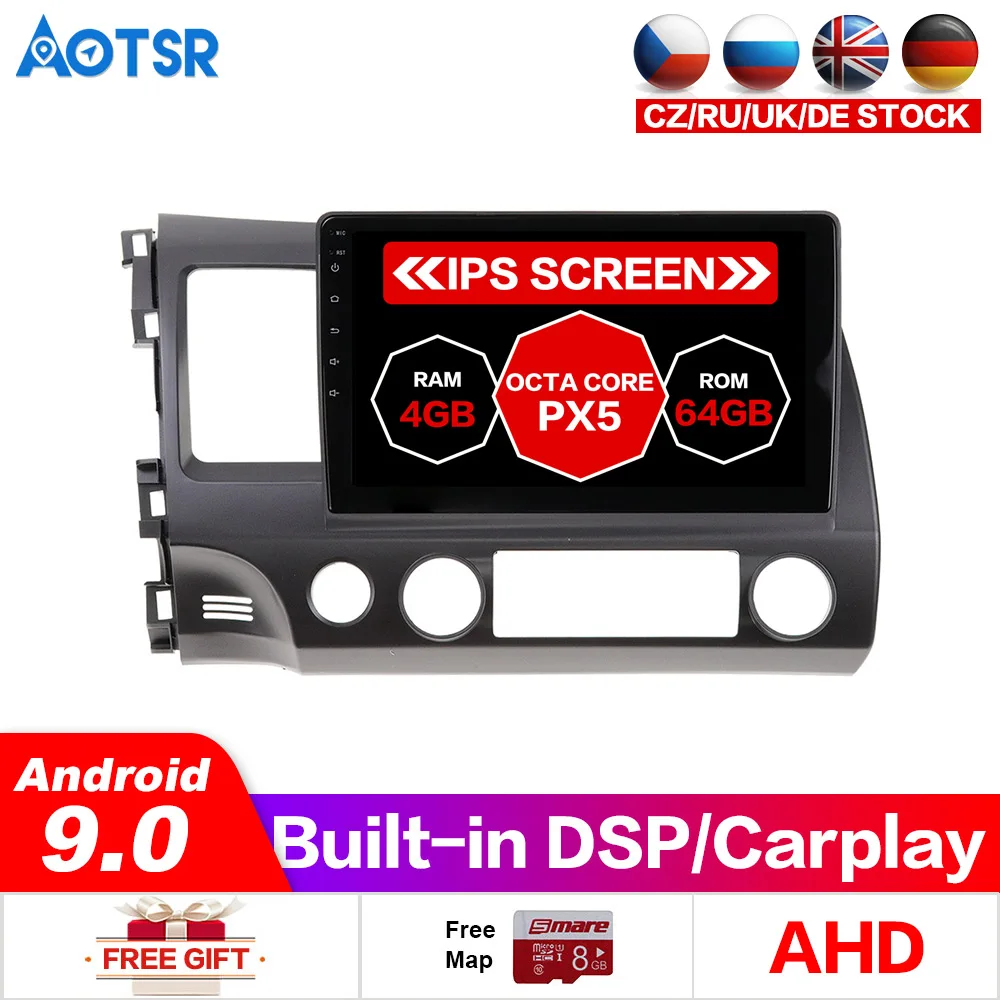 Android 10 0 автомобильный стерео Смарт мультимедийный DVD плеер GPS навигации для Honda Civic