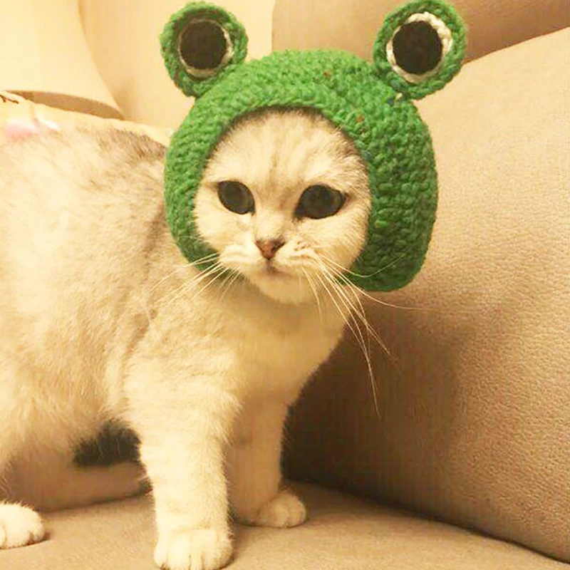 Головной убор для домашних питомцев ручной вязки шляпа кошек и лягушек головной