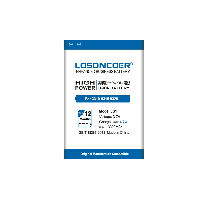 Аккумулятор LOSONCOER 3300 мАч JS1 хорошего качества для Blackberry Curve 9310 9320 9315 9720 9220 9230 |