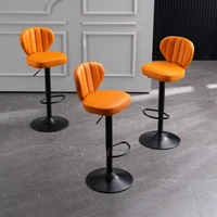 2pcs nordic lift rotating modern simple backrest bar stool light luxury home living room iron art high bar stool furniture