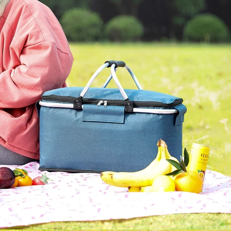

Hot Foldable Picnic basket for Grocery,Laundry,Market,Oxford cloth Aluminum Frame Christmas gift