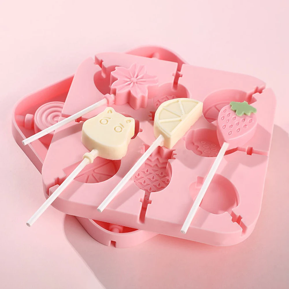 

Silicone DIY Fruit , Animal & Cartoon Silicone Lollipop Mold for Cheese Cake Decor Supplies 3D Jelly Snack Kitchen Baking Tools