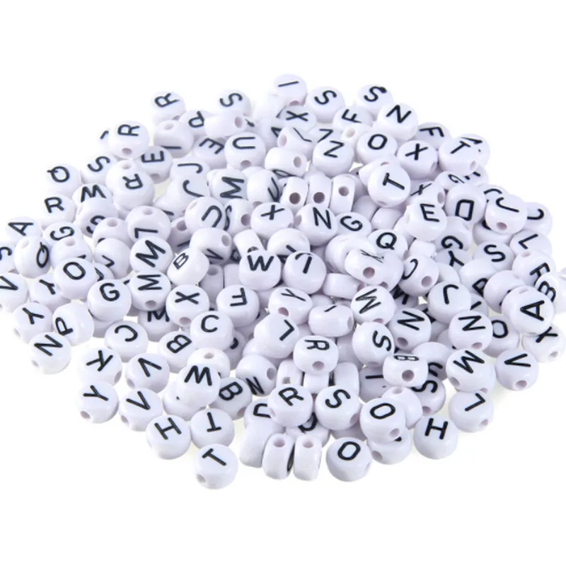 

100Pcs/Bag 4x7MM/6x6MM Colorful Alphanumeric Beads Square Round Acrylic Spacer Beads DIY Handmade Bracelet Costume Decoration