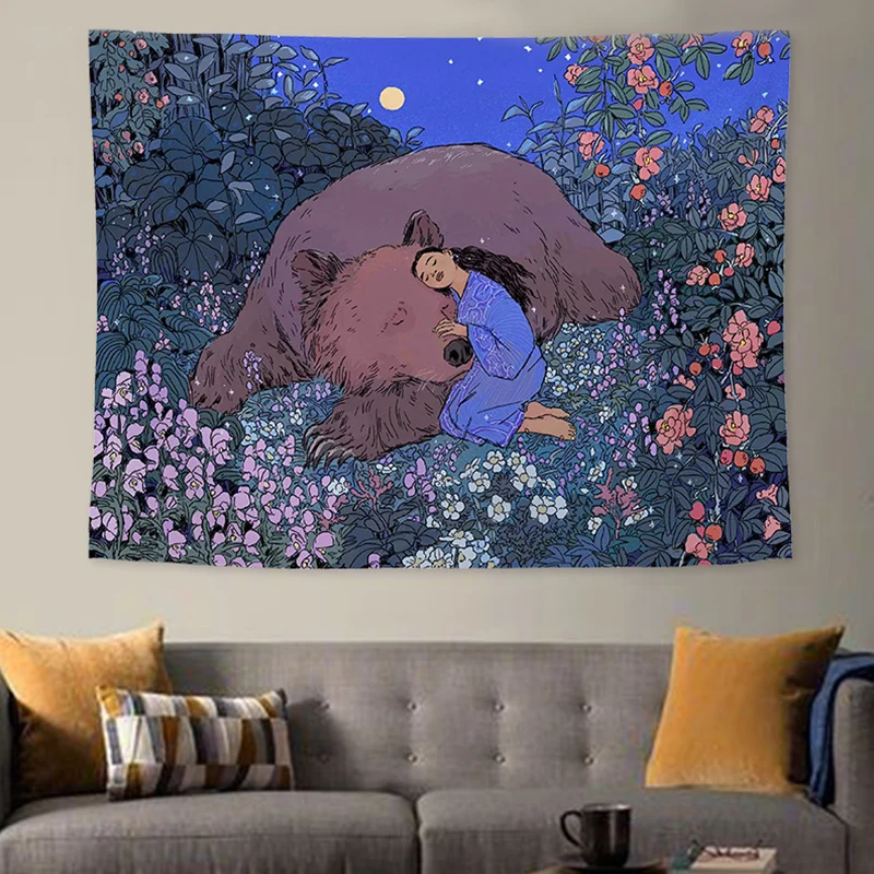 Винтажный Ретро гобелен пейзаж креативное Психоделическое искусство настенное