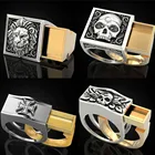Властный Панк мужской набор колец секретный компарт мужской t двойной слой гроб хип-хоп кольцо для мужчин Викинг Панк ювелирные изделия кольца оптовая продажа