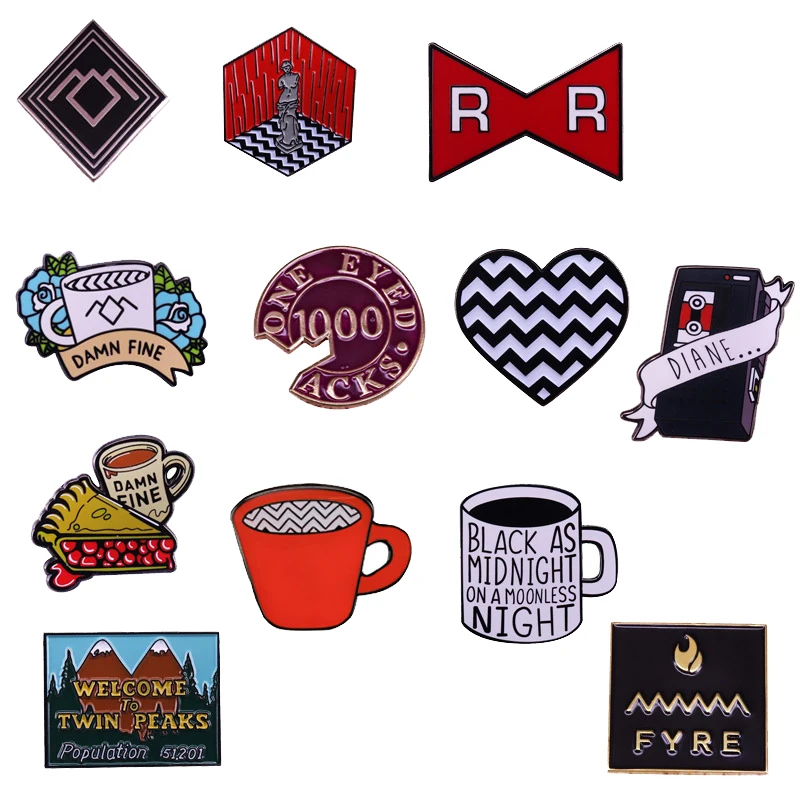 Эмалированная брошь в виде Давида Линча из сериала «кофе»